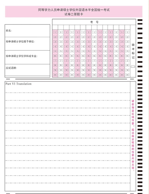 同等學(xué)力英語(yǔ)-客觀題答題卡-正面