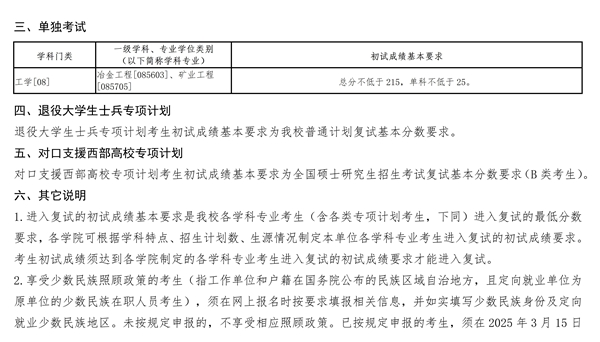 東北大學碩士研究生復試分數線